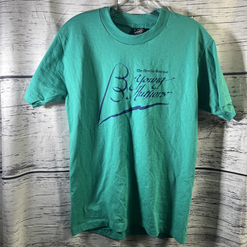 Vintage Fruit of the Loom Green‎ T Shirt M Crewneck Single Stitch